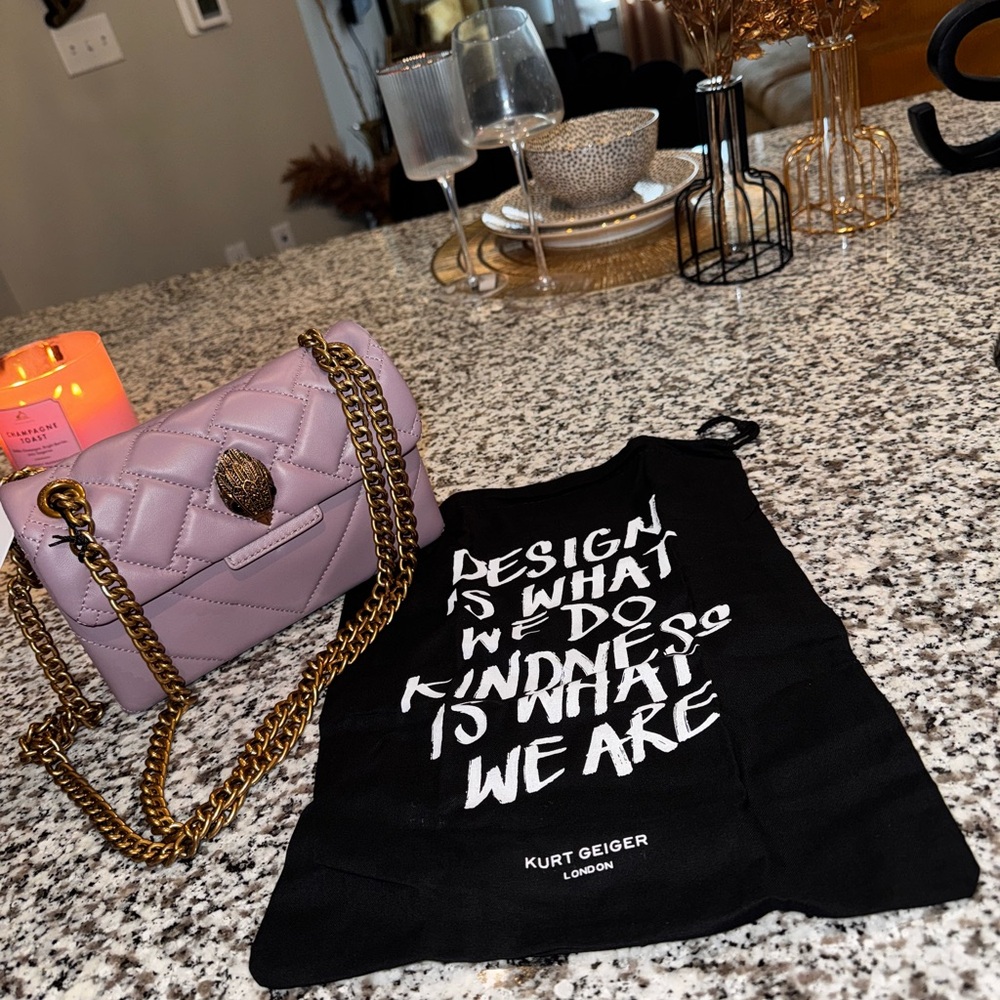 Kurt Geiger Purple and Gold Quilted Shoulder Bag